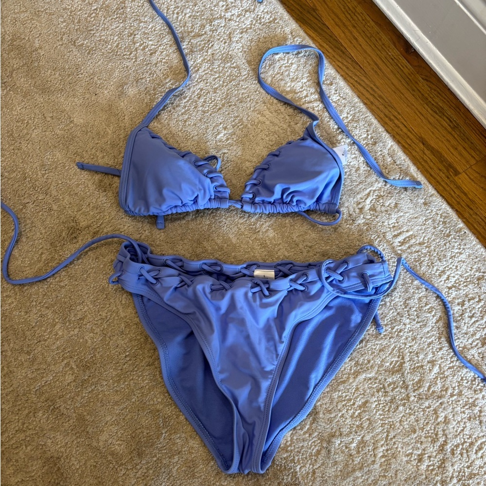 California sunshine bright purple triangle bikini